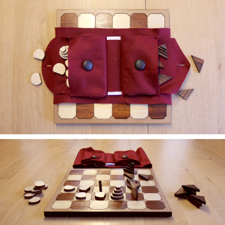 wooden board game in felt cover